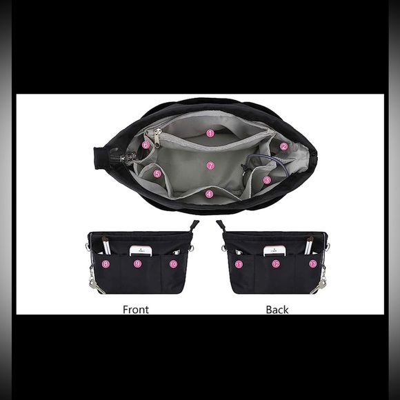 NIP: A medium black Nylon tote organizer with 13 pockets - Picture 5 of 5